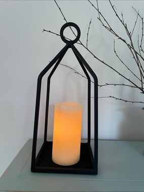 Heavy Iron Lantern With Candle